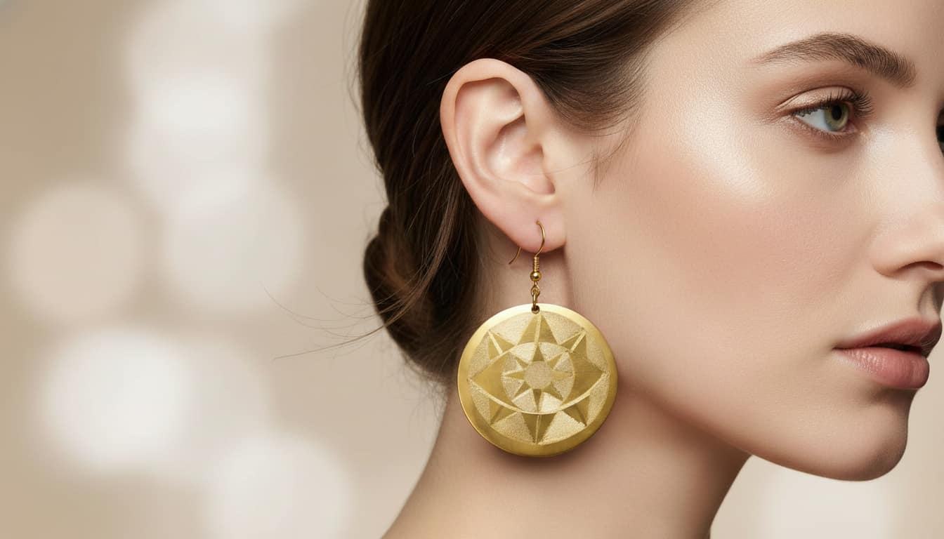 Solar Heritage Brass Earrings - Image 2